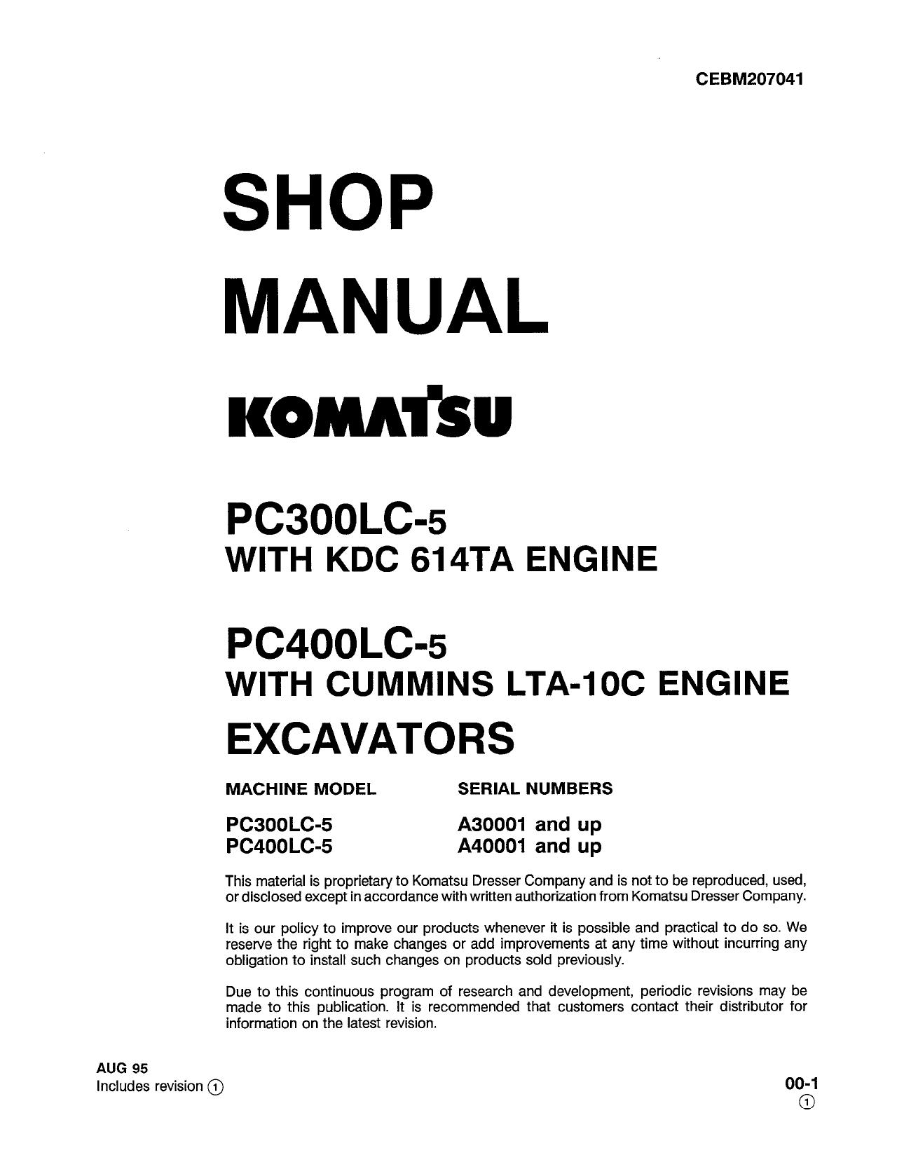 PC300LC-5 PC400LC-5  Shop Manual